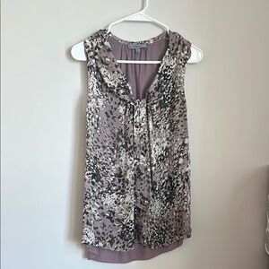 Classiques Entier Purple Gray Sleeveless Tie Front Blouse